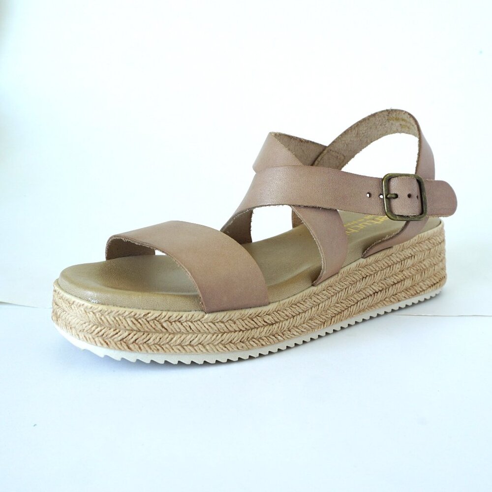 Bertuchi Nude Multi Band Flatform Sandals Leather Women's Size 9